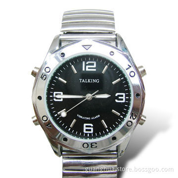 Talking Watch with Perpetual Calendar and Stainless Steel Case